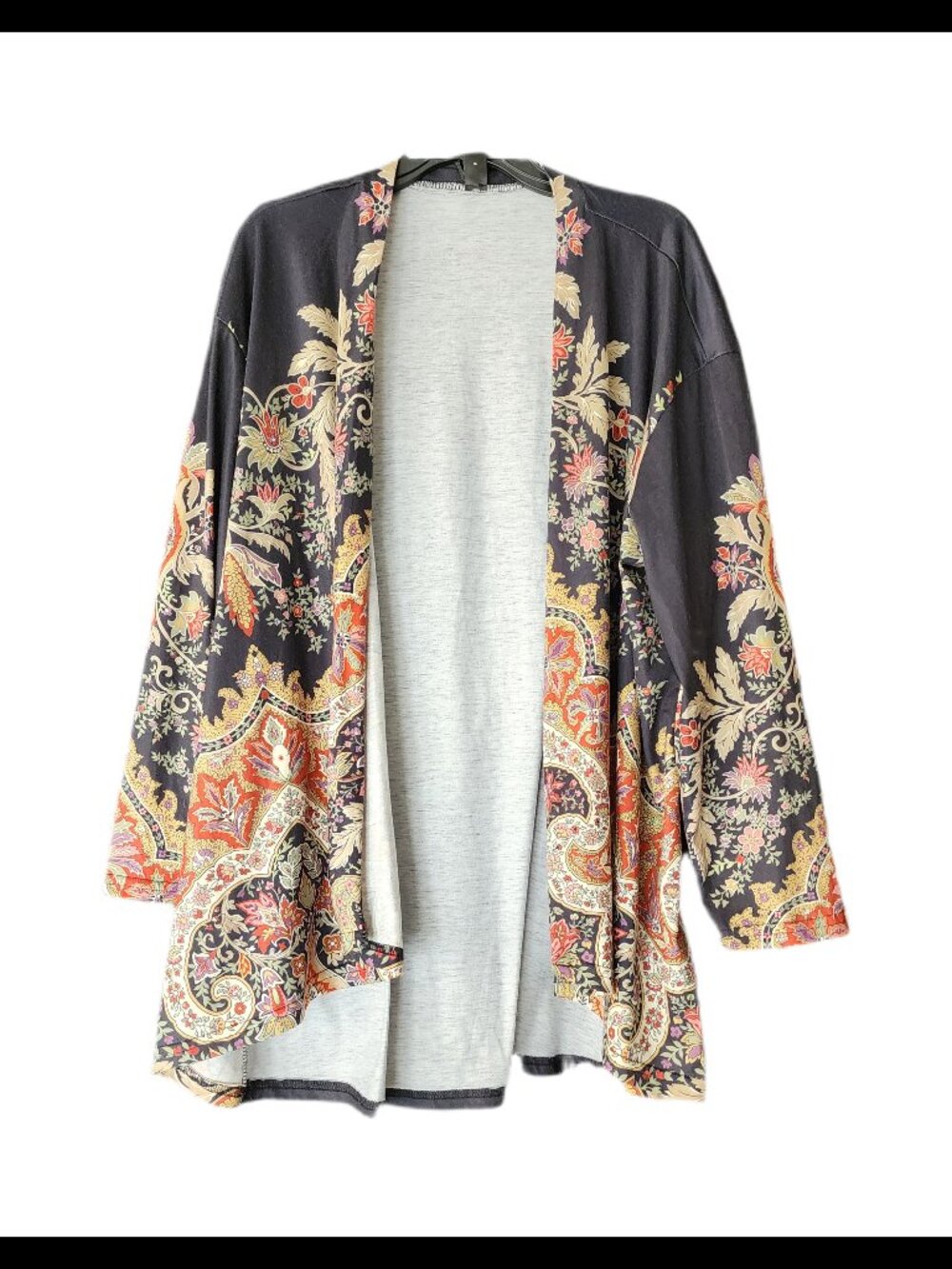 Vintage Style Floral Print Open Front Lightweight Kimono Cardigan